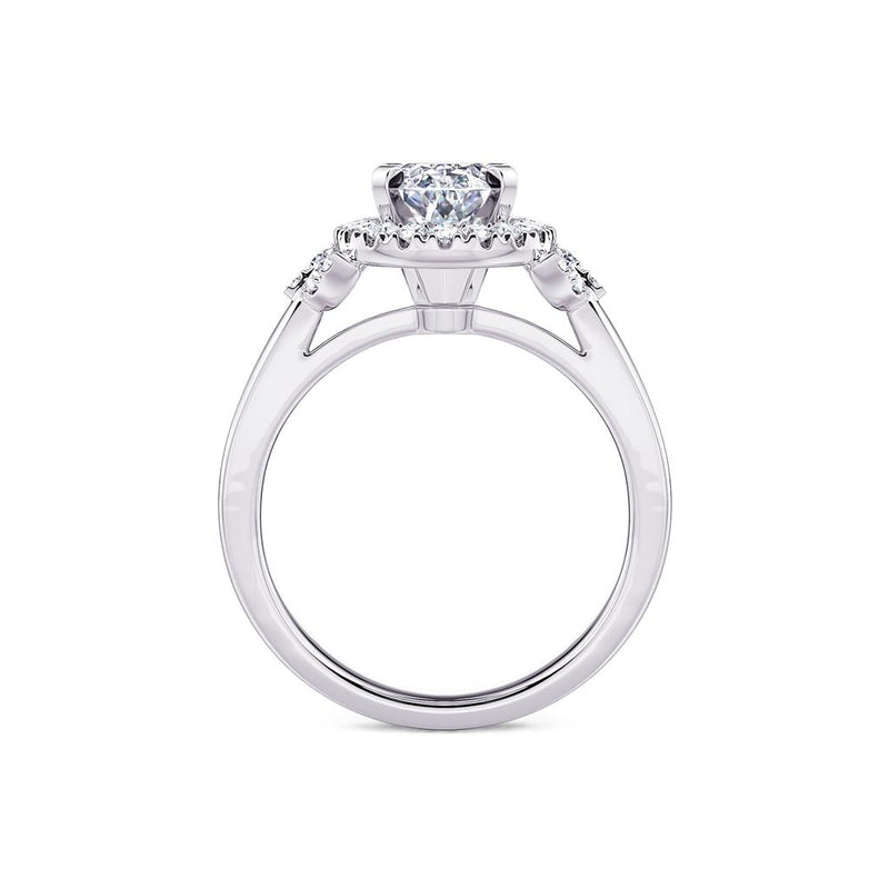 Davis Classics 14k White Gold Oval Shadow Halo Design Semi-Mount