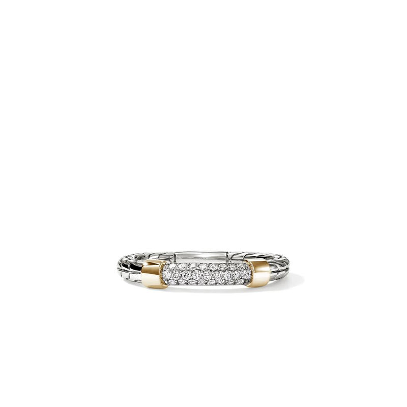 John Hardy 14k Yellow Gold and Sterling Silver Essential Diamond Pavé Ring