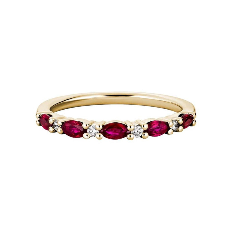 Davis Classics 14k Yellow Gold Stackable Ruby and Diamond Fashion Band