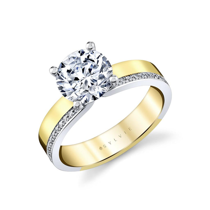 Sylvie 14k Yellow  and White Gold Diamond Engagement Ring Setting