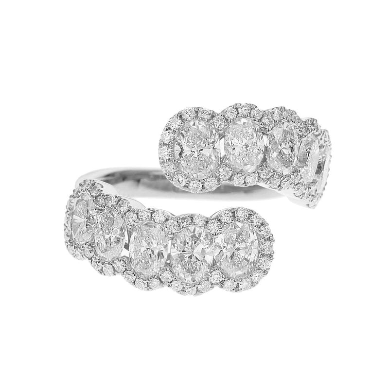 Davis Classics 18k White Gold Halo Bypass Diamond Fashion Ring