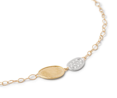 Marco Bicego 18k Yellow and White Gold Lunaria Collection Petite Double Leaf Diamond Bracelet
