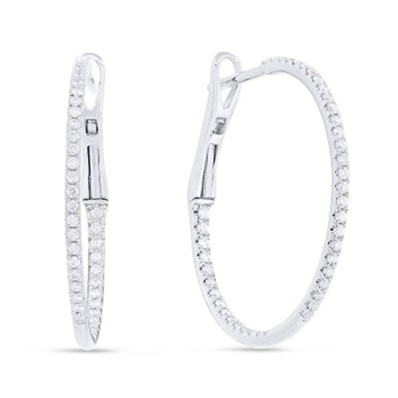 Madison L 14k White Gold In/Out Diamond Hoop Earrings