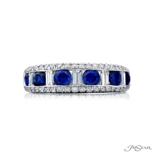 JB Star Women’s Platinum Sapphire and Diamond Multi-Row Fashion Band