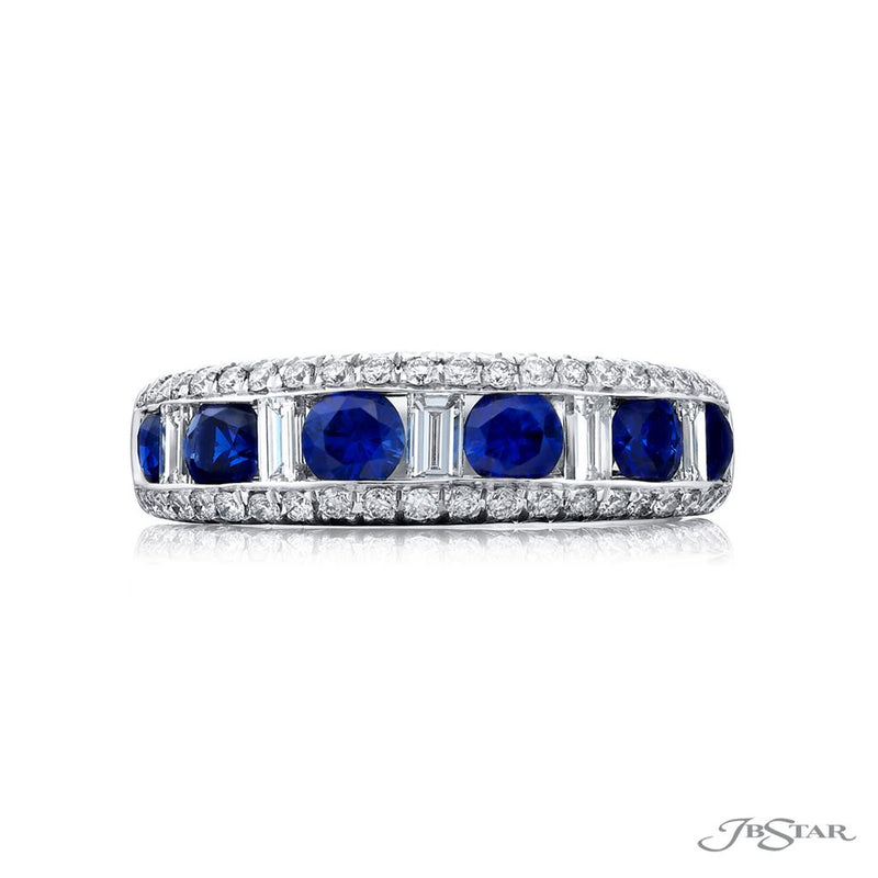JB Star Women’s Platinum Sapphire and Diamond Multi-Row Fashion Band