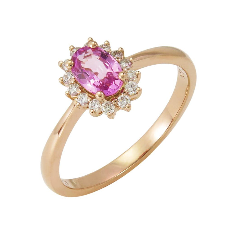 Davis Classics 18k Rose Gold Pink Sapphire Halo Ring