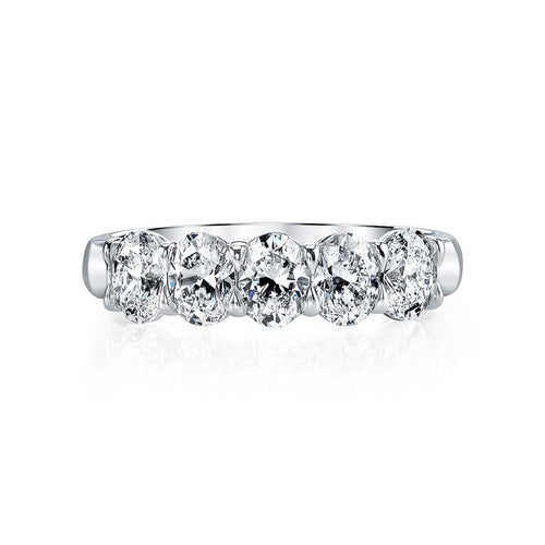 Davis Classics Women's Platinum Five-Stone Oval Cut Diamond Band