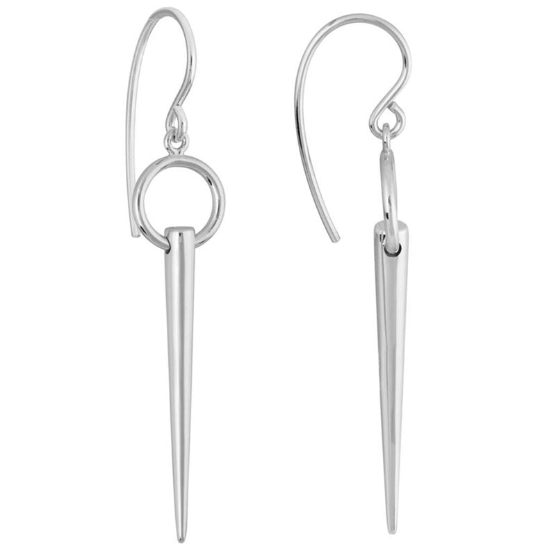 Davis Classics Sterling Silver Rhodium Spike Dangle Earrings
