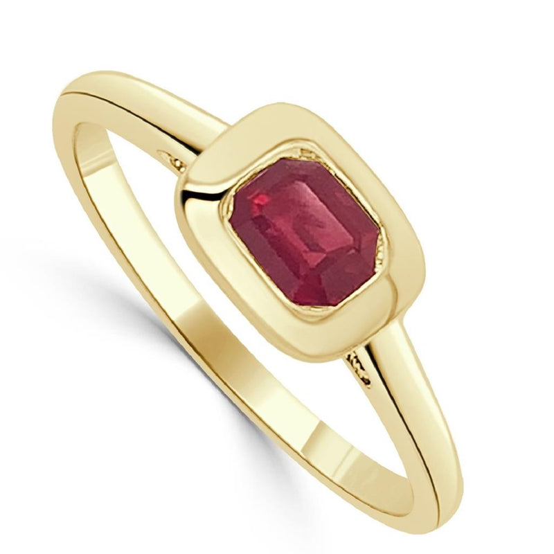 Davis Classics 14k Yellow Gold East/West Ruby Birthstone Ring
