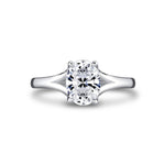 Sylvie 14k White Gold Shell Tapered Solitaire Engagement Ring Setting