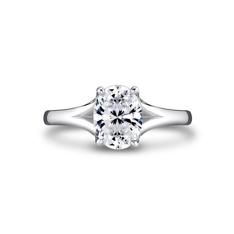 Sylvie 14k White Gold Shell Tapered Solitaire Engagement Ring Setting