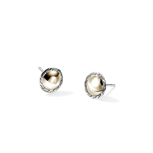 John Hardy 14k Yellow Gold and Sterling Silver Essential Stud Earrings