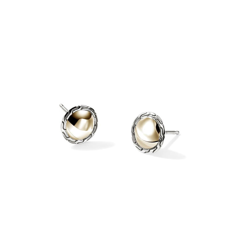 John Hardy 14k Yellow Gold and Sterling Silver Essential Stud Earrings