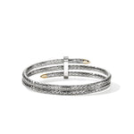 John Hardy 14k Yellow Gold and Sterling Silver Spear Triple Flex Diamond Cuff Bracelet