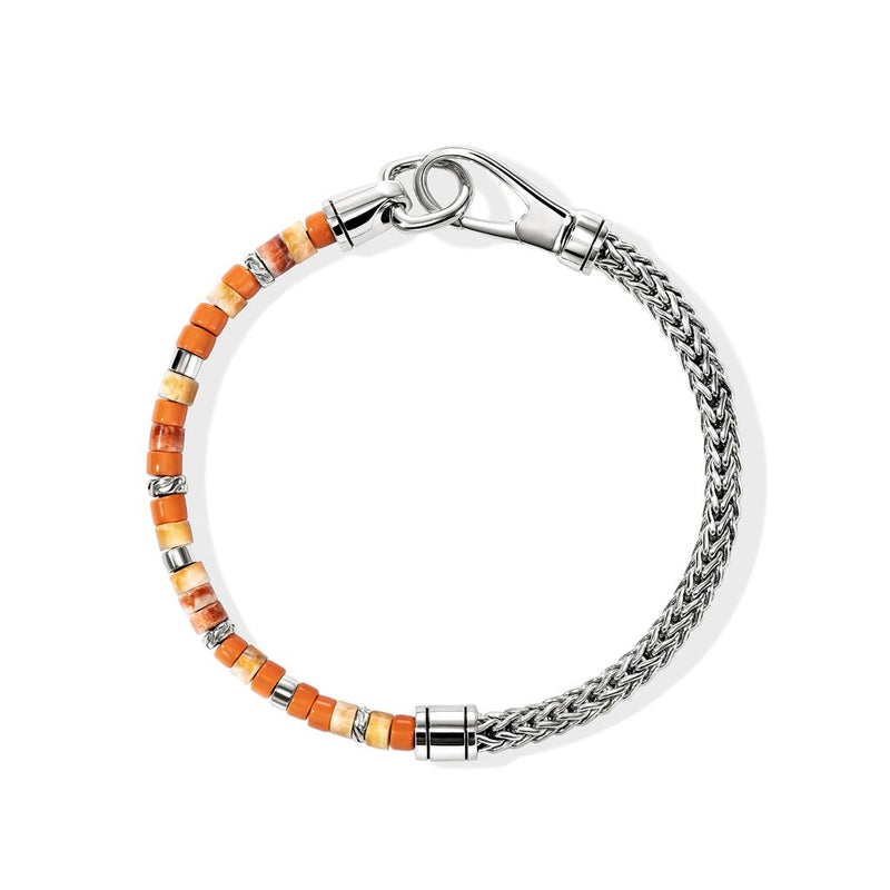John Hardy Sterling Silver Heishi Enamel and Oyster Shell Bead Bracelet
