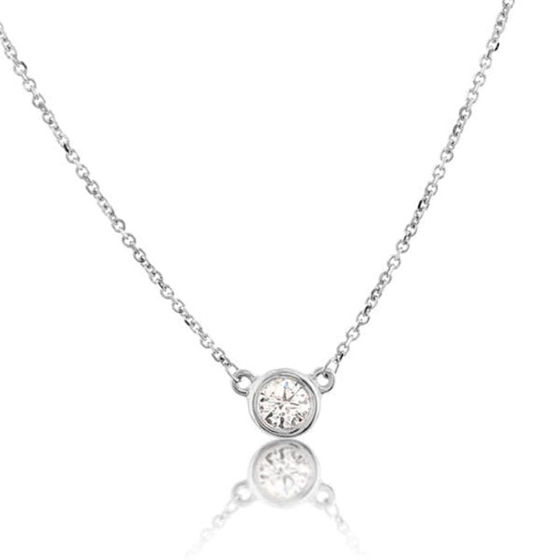Davis Classics 14k White Gold Diamond Solitaire Pendant Necklace