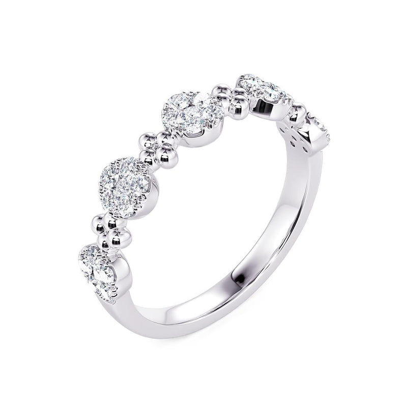 Davis Classics Women's 14k White Gold Circle Station Style Stackable Diamond Band