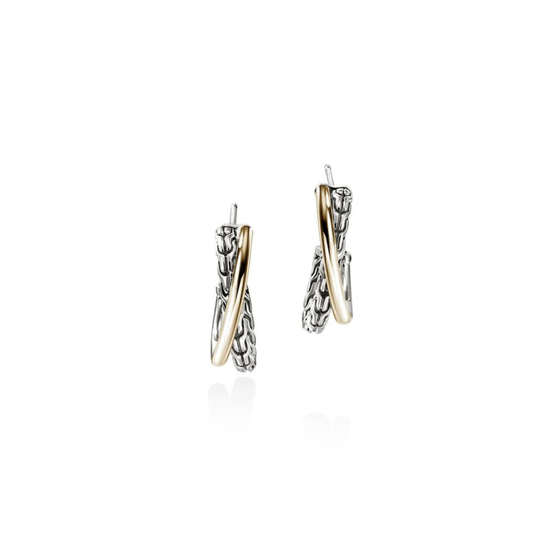 John Hardy 14k Yellow Gold and Sterling Silver Essential Crossover Earrings