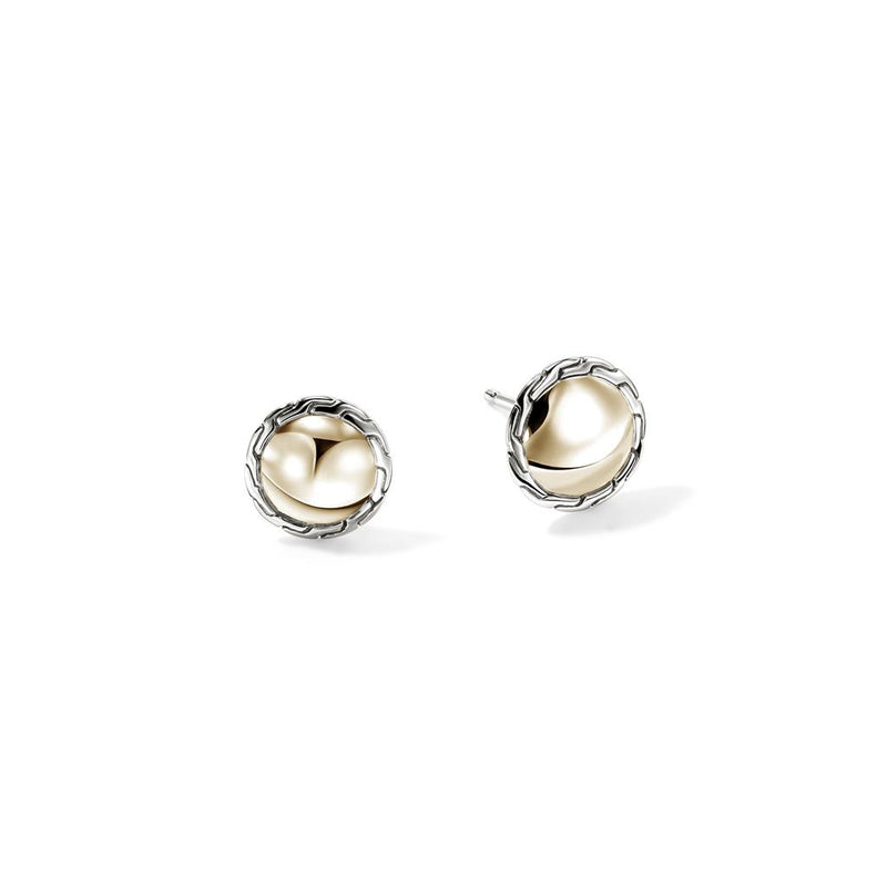 John Hardy 14k Yellow Gold and Sterling Silver Essential Stud Earrings