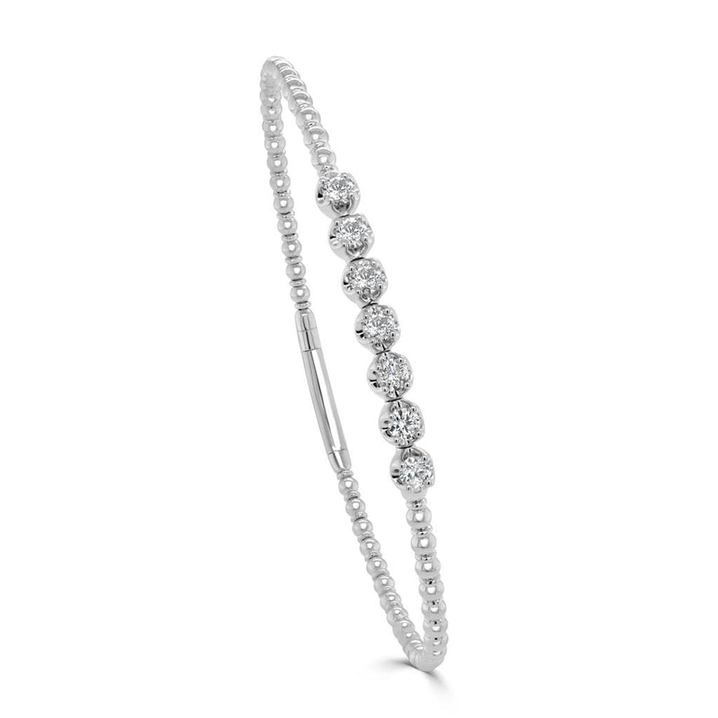 Davis Classics 14k White Gold Flexible Diamond Bar Bangle Bracelet