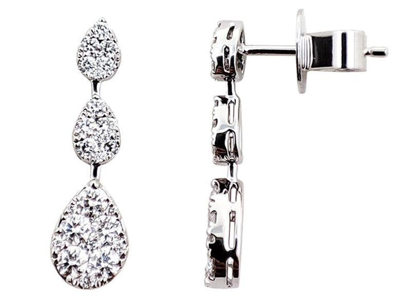 Davis Classics 14k White Gold Endless Diamond Triple Station Drop Earrings