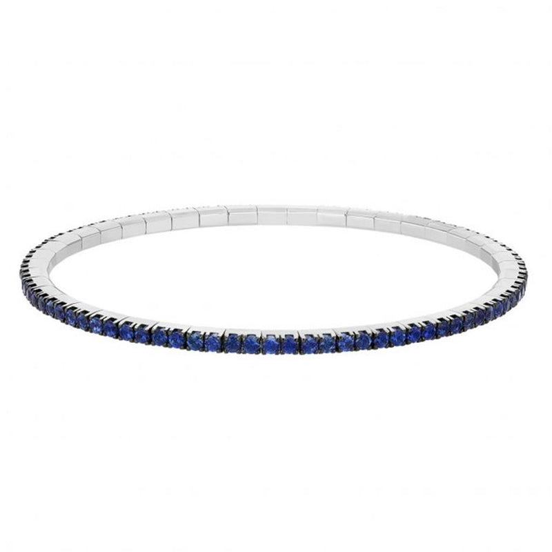 Davis Classics 18k White Gold Sapphire Stretch Tennis Bracelet