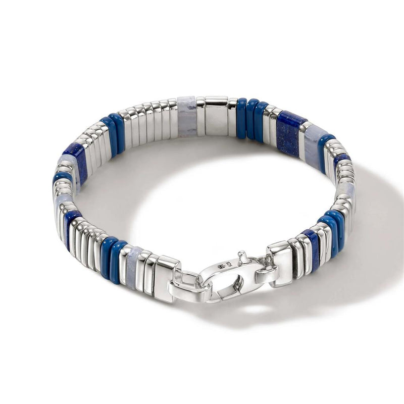 John Hardy Lapis Lazuli, Blue Lace Agate, and Sterling Silver Colorblock Bracelet