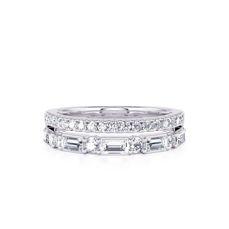 Davis Classics Women's 14k White Gold Double Row Diamond Band