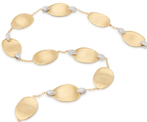 Marco Bicego 18k Yellow and White Gold Lunaria Collection Diamond Station Necklace