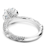 Noam Carver 14k White Gold Vintage Floral Design Semi Mount with Diamond Accents