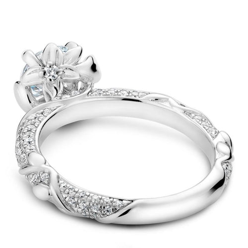 Noam Carver 14k White Gold Vintage Floral Design Semi Mount with Diamond Accents