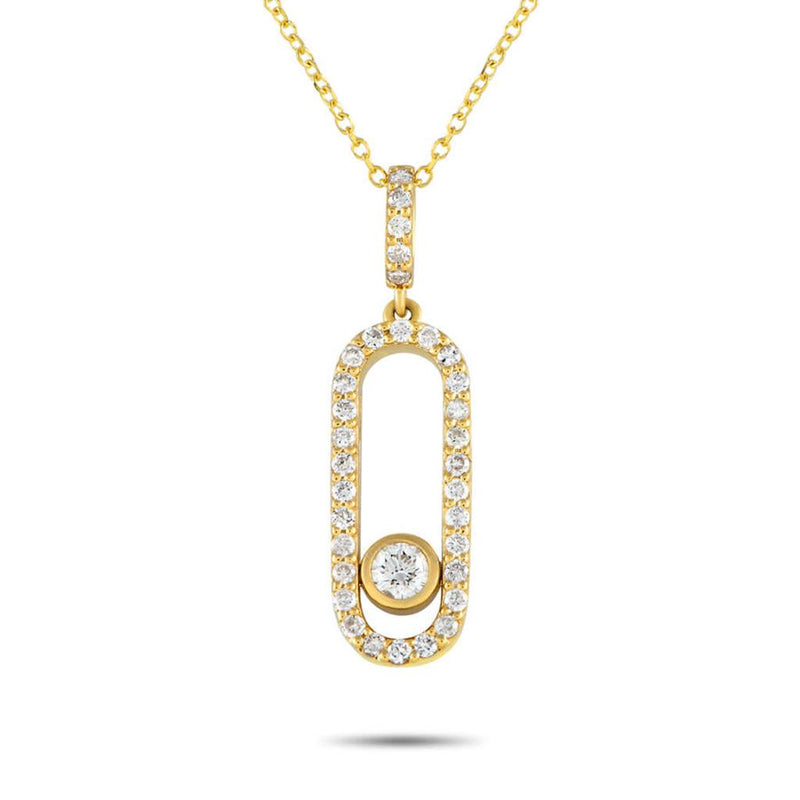Davis Classics 18k Yellow Gold Diamond Slide Station Bar Necklace