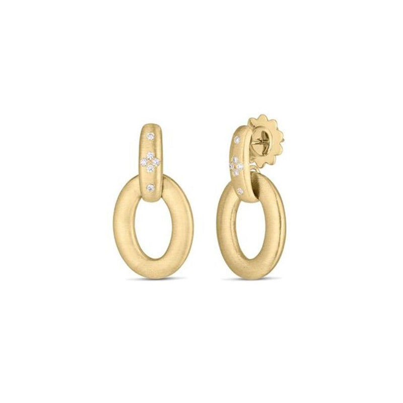 Roberto Coin 18k Yellow Gold Duchessa Oval Door Knocker Diamond Drop Earrings