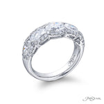 JB Star Women's Platinum Halo Design Five-Stone Diamond Band