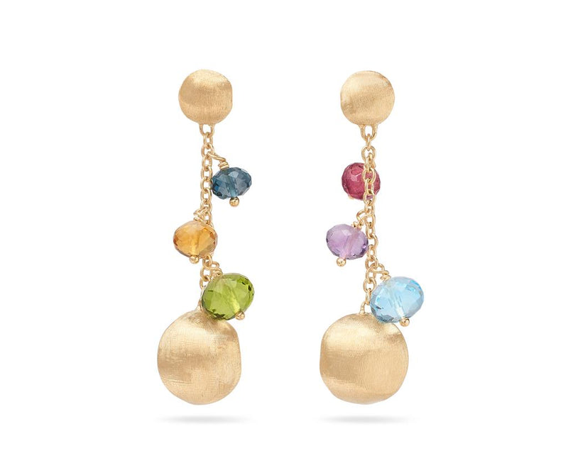 Marco Bicego 18k Yellow Gold Africa Gemstone Collection Multicolored Gemstone Dangle Earrings