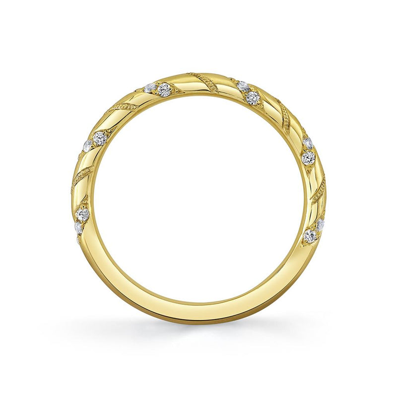 Sylvie Women's 14k Yellow Gold Rope Design Diamond Band with Milgrain Detail