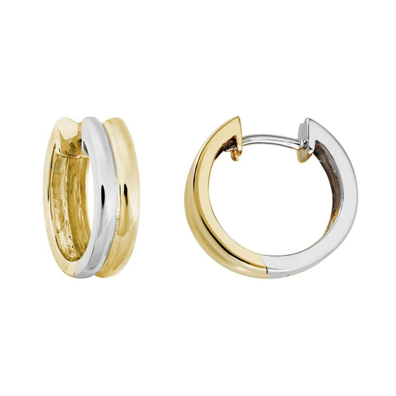 Davis Classics 14k Yellow and White Gold Double Row Hoop Earrings
