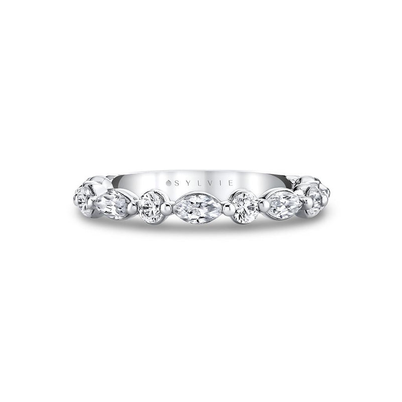 Sylvie Women's 14k White Gold Diamond Band with Round and Marquise Diamonds