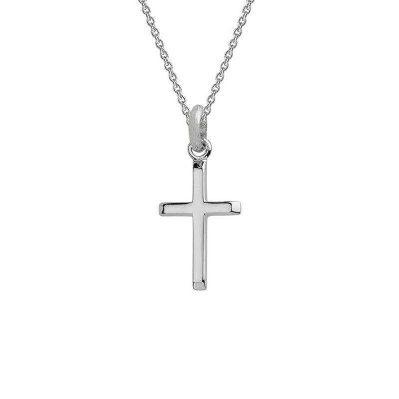 Davis Classics 14k White Gold Beveled Edge Cross Pendant Necklace