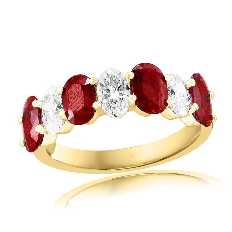 Davis Classics 18k Yellow Gold Ruby and Diamond North-South Band