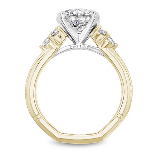 Noam Carver Floral Diamond Engagement Ring Setting in 14k White & Yellow Gold