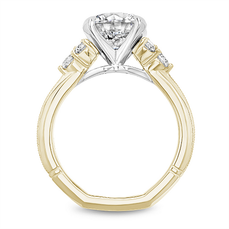 Noam Carver Floral Diamond Engagement Ring Setting in 14k White & Yellow Gold