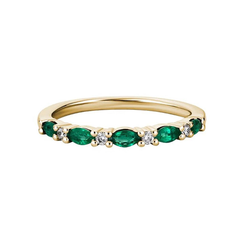 Davis Classics 14k Yellow Gold Emerald and Diamond Stackable Band