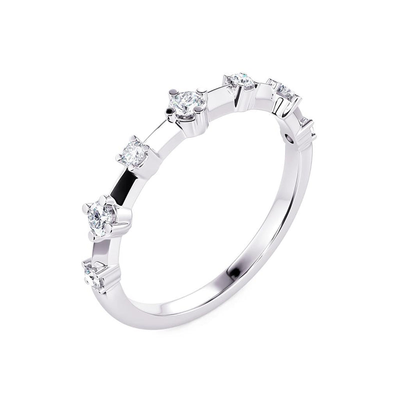 Davis Classics Women's 14k White Gold Station Style Stackable Diamond Band