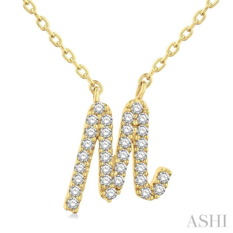 Davis Classics 14k Yellow Gold Diamond Initial 'M' Pendant Necklace