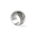 John Hardy Sterling Silver Essential Pavé Diamond Crossover Ring