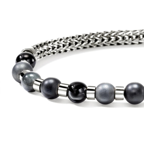 John Hardy Sterling Silver Black Onyx, Hematite, and Eagle Eye Beaded Bracelet