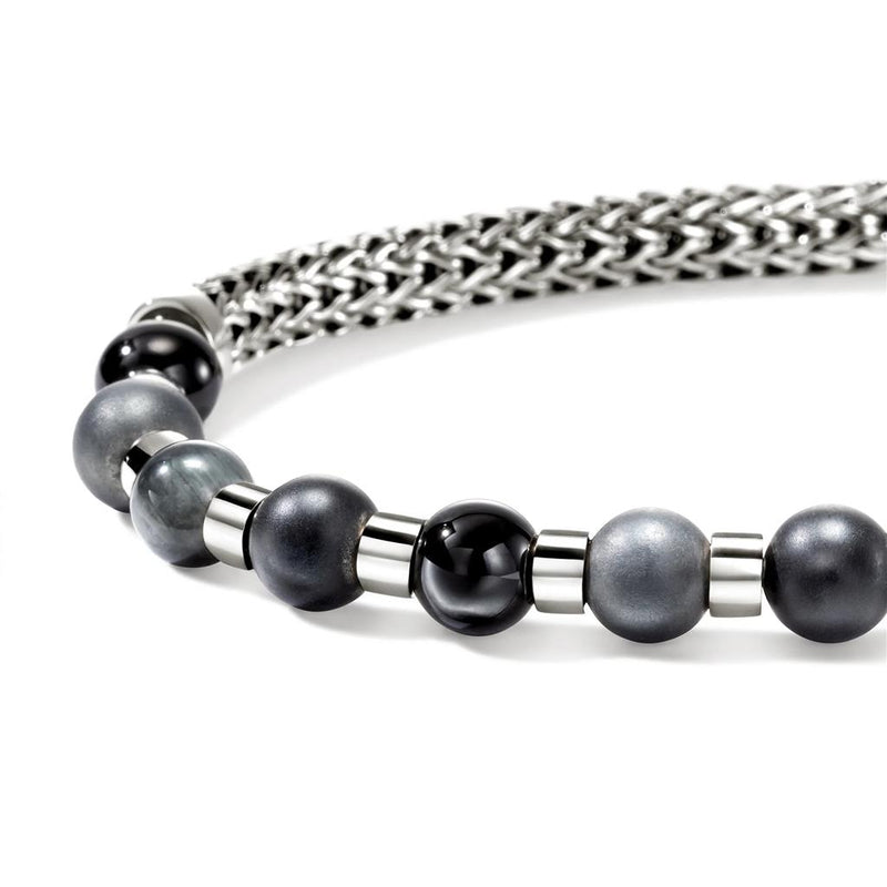 John Hardy Sterling Silver Black Onyx, Hematite, and Eagle Eye Beaded Bracelet