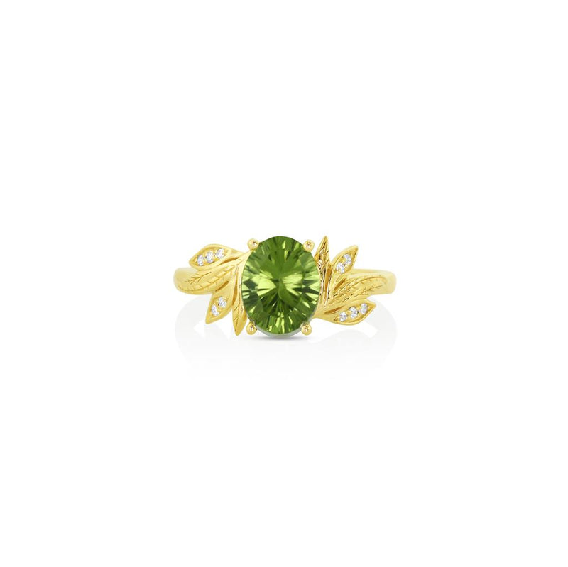 Yael 14k Yellow Gold Floral Collection Peridot and Diamond Fashion Ring