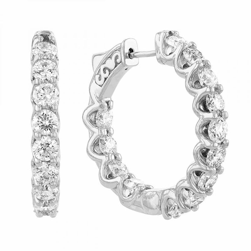 Davis Classics 14k White Gold In/Out Diamond Hoop Earrings